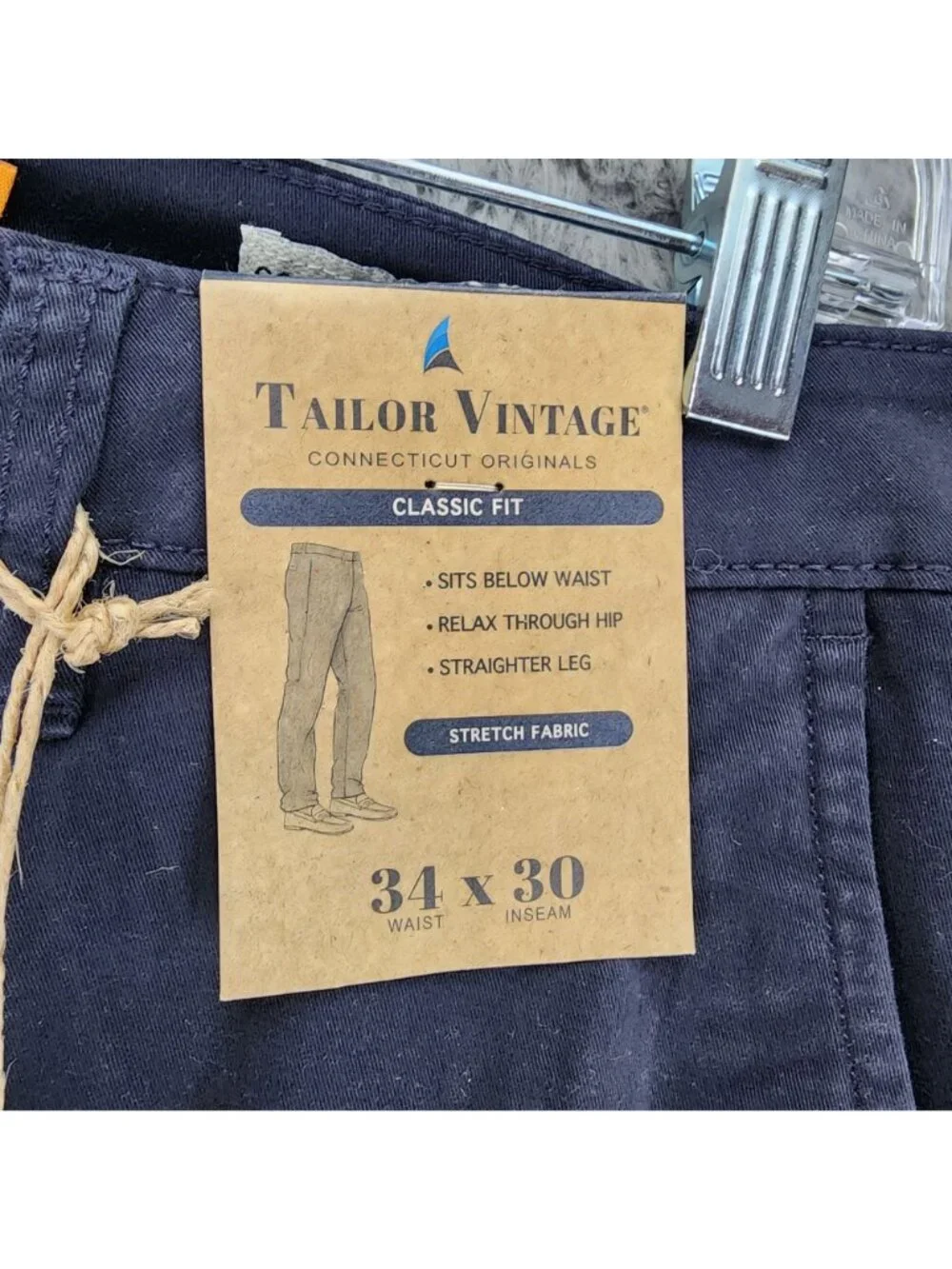 Tailor Vintage Pants Mens 34x30 Blue Stretch Mid Rise Classic Fit *NWT*